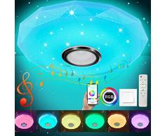 Plafoniera LED dimmerabile, plafoniera con altoparlante bluetooth, cambio colore RGB, telecomando/controllo APP, funzione timer, per camera da letto soggiorno bagno sala da pranzo corridoio