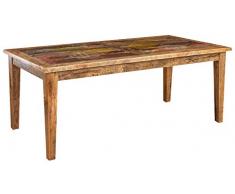 Biscottini Tavolo legno massello 200x100 cm Made in Italy | Tavolo legno grezzo riciclato | Tavolo da pranzo in legno massello | Tavolo sala