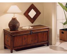 Cassapanca etnico coloniale Devon intagliata a mano, in legno massello di teak pregiatissimo - PROMO OUTLET ONLINE