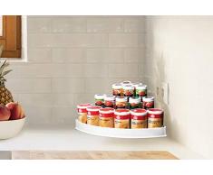 UPP - Scaffale angolare da Cucina a 3 Ripiani, in Bianco Come portaspezie in Cucina o in Bagno Come Cosmetici o medicinali, ordinato, Trasparente e Sempre a Portata di Mano per spezie, Medicina UVM