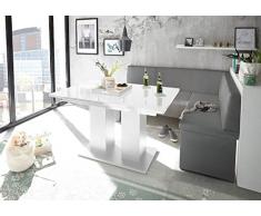 MyStyleWood Panca angolare Olga con tavolo a colonna, in ecopelle, con imbottitura spessa, facile da pulire, struttura in legno, 196 x 142R