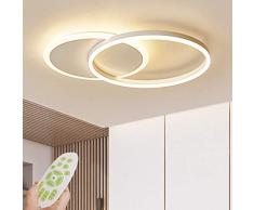 JDDSA 2 Fiamme Plafoniera LED 36W Dimmerabile Soffitto Lamp Moderno Design Lampada Sospensione Tondo Telecomando Soggiorno Camera da Letto Cucina Light Sala da Pranzo Ufficio Lampadari 55cm Bianco