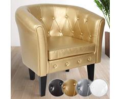 MIADOMODO® Poltrona Chesterfield - Elegante Similpelle, a Motivo Rombo, Colore e Set a Scelta - Imbottita da Salotto Vittoriana, Sedia da Vasca per Soggiorno, Lounge