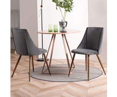 FurnitureR Sedia da Pranzo Set di 2 Sedie per Cucina con Gambe Antiscivole in Metallo Seduta Morbida Imbottita Schienale Alto Versatile Sedie per Salotto Soggiorno Studio, Grigio
