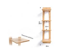 Scaffale in legno Scaffale Libreria Organizer per esposizione-4 Tiers Mensola angolare a parete Organizer galleggiante Vetrina per esposizione-Scelta di dimensioni e colore (H89xW20xD20.2cm)