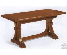 TAVOLO LEGNO RETTANGOLARE ALLUNGABILE MASSELLO NOCE ARTE POVERA L 180/360x85