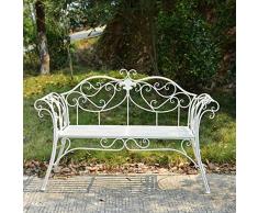 Panchina da Parco allaperto con Schienale, Sedia per Il Tempo Libero, Panca da Giardino in Metallo, Sedia Panca Country in Ferro Battuto Doppia per Decorazione Cortile Villa