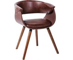 Kare Design – Sedia ecopelle marrone e legno vintage Monaco