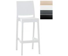 Sgabello Bar Maya Impilabile In Polipropilene I Sgabello Outdoor Con Schienale I Sedia Sgabello Alta In Plastica Alt. 75 CM, Colore:bianco