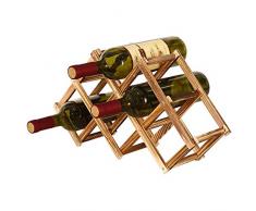 Portabottiglie Vino Pieghevole in Legno, Portabottiglie da Cucina, Espositore per Vino, Portabottiglie Diamond per Bar, Cantina, Armadietto, Dispensa (6 Bottiglie)