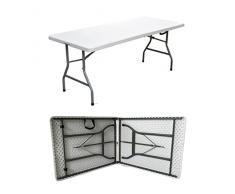 eacommerce Tavolo Pieghevole Richiudibile per Feste Sagre Fiere Giardino Campeggio Camping (180x75x72 cm, Bianco)