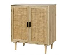 Finnhomy Armadietto a buffet, Armadio da cucina con ante decorate in rattan, Armadio per liquori, Sala da pranzo, Corridoio, Tavolo consolle dellarmadio, 31,5 x 15,8 x 34,6 pollici, Naturale