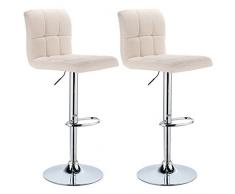 WOLTU BH32cm-2 Sgabelli da Bar Sedia Cucina Alta con Schienale Senza Braccioli Girevole Tessuto di Lino/Cromato Crema 2 Pezzi