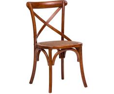 Sedia Thonet in massello di frassino e seduta rattan finitura noce 46x42x86 cm