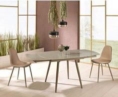 Stones Kyoto Four Tavolo da Pranzo Allungabile, Metallo, Tortora, 120/180x90x76 cm