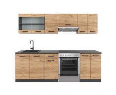 Vicco cucina componibile Raul rovere antracite 240 cm cucina moderna armadi lavello base pensile piano lavoro cucina mobili