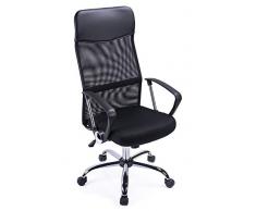 Exofcer Sedia da ufficio ergonomica in rete Sedia da scrivania per computer regolabile in altezza con schienale alto, sedile imbottito traspirante Sedia girevole da lavoro (nero)