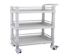 Portable Cart - GR/Carrelli con 3 Ripiani for estetica con Ruote e cassetti, Carrello for Servizio Medico a 3 Livelli su rotolamento - Bianco (Size : 76×53×98cm)