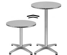 Casaria Tavolo 2in1 da Bar Altezza Regolabile 70 cm / 115 cm Alluminio Rotondo Ø 60 cm Interno Esterno Tavolo Bistro Party