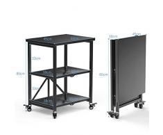 ASDAD Carrello di Stoccaggio Cucina Pieghevole Carrello di Trasporto A 3 Livelli con Ruote per L'organizzazione del Bagno Dell'ufficio Domestico Cart-55 * 38 * 80cm