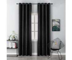 GIRASOLE HOME Coppia Tende Nere Oscuranti Termiche Morbide Tinta Unita Tenda Isolante per Soggiorno Camera e Interni 2 Pannelli con Occhielli 140x290cm