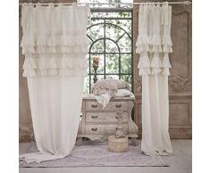 Blanc Mariclo Set 2 Pannelli Tenda TIEPOLO con Decoro Balze Bianco 140x290 cm