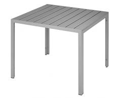 TecTake 800587 - Tavolo da Giardino, Robusta Intelaiatura in Alluminio, Pannelli dall’Effetto Legno - Disponibile in Diversi Colori (Argento | No. 402955)