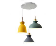 DROMEZ Lampadario Camera da Letto 3 Luci Moderna, Lampadari a Sospensione con Paralume in Metallo, Lampada da Soffitto Cucina Macaron Regolabile in Altezza, E27