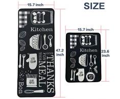 LEEBEI Tappeti da Cucina Bedroom Mats Tappetini Antiscivolo per Cucina Tappeti per Zona(23.6 × 15.7 Pollici + 47.2×15.7 Pollici) (Kitchen-Meal)