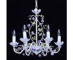 Esclusiva Lampada a sospensione Kron lampada candele stile fiorentino blumenformig mattweisses Verde Viola in metallo 6 luci Chic romantico ed elegante arabesken per la camera dei bambini sala soggiorno sala da pranzo foyer exkl. 6 * 40 W E14