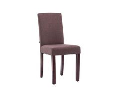CLP Sedia Design da Pranzo INA – Sedia Soggiorno Vintage Imbottita in Tessuto – Sedia Cucina Alto Schienale e Telaio in Legno - Poltroncina Salotto Seduta 47 cm Marrone Colore del Legno: Cappuccino