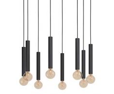 Eglo Cortenova, lampada a sospensione a 8 punti luce industriale, moderna, in acciaio nero, lampada da tavolo da pranzo, lampada da soggiorno con attacco E27