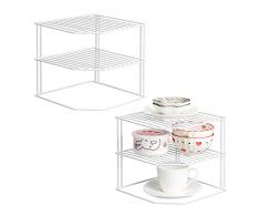 ASTOTSELL Organizzatore per armadietto da cucina [2 pezzi], 3 ripiani bianco portapiatti ad angolo per riporre larmadio della cucina - Organizzatore per ripiano per riporre gli armadietti