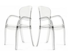 GRAND SOLEIL S6612TR Grandsoleil Upon Joker-Sedia impilabile in policarbonato, 54 x 55 x 89 cm, Colore: Trasparente, Bianco