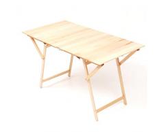 Tavolo da pranzo in legno di faggio, con piano a doghe di legno completamente chiudibile, regolazione di sicurezza.