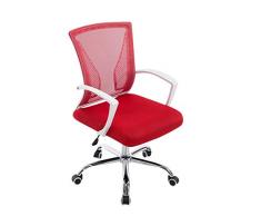 CLP Sedia Ufficio Girevole Tracy Colorata I Sedia Scrivania Direzionale In Rete Con Braccioli I Sedia Pc Imbottita, Colore:rosso, Colore del telaio:bianco