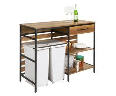 SoBuy Credenza con 1 cassetto e 2 ripiani a giorno Cassettiera Armadio cucina Tavolo alto da Bar Vintage 120x45x90cm FSB71-PF