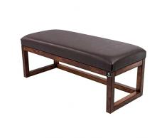 M-Deko LPG-2 - Panchina imbottita, in legno, larghezza 60 cm, struttura in legno massiccio di quercia, rivestimento in pelle sintetica (marrone scuro Florenz2526)