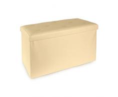 Caritex Panca Rettangolare Pouf Contenitore Ottoman in Simil Pelle Y945 Crema