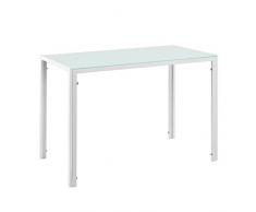[en.casa] Tavolo da Pranzo con Piano in Vetro e Struttura in Acciaio (AxLxP) 75 x 105 x 60 cm Posti Fino a 4 Persone - Bianco