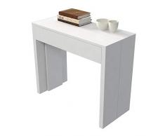 VE.CA-ITALY TAVOLO CONSOLLE ALLUNGABILE GIOVE FINO A 290 CM, IN DIVERSE COLORAZIONI LEGNO, ARREDO CUCINA E CASA DESIGN (Bianco frassinato)