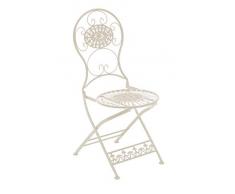 CLP Sedia Giardino Richiudibile Mani I Sedia Ferro Esterno Shabby Chic I Sedia Outdoor Giardino Balcone o Terrazzo, Colore:Antico-Crema