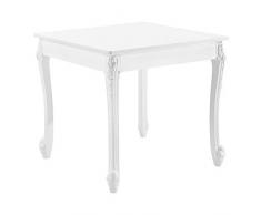 [en.casa] Tavolo da Pranzo Bianco in Stile Barocco con Decoro Floreale 80 x 80 x 76 cm Tavolo Quadrato con Gambe di Plastica Tavolo da Sala Pranzo Fino a 2 Posti