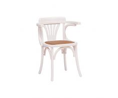 Biscottini Sedia Thonet 77x42x45 cm | Sedie legno massello | Sedie in legno da cucina | Sedie vintage (Bianco)