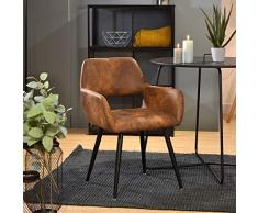 Furnish1 - Sedia scandinava, per sala da pranzo, in similpelle, vintage, metallo, design per soggiorno, ufficio, camera da letto