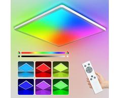 Peasur Plafoniera LED Soffitto Dimmerabile, 4000K 2350LM+RGB Cambio Colore Plafoniera LED 29,5 * 2.5CM 24W con Telecomando, Lampada LED Soffitto con Luce Notturna per Cucina, Camera, Soggiorno, Bagno
