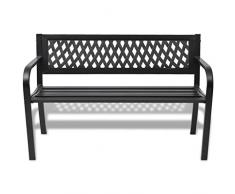 vidaXL Panchina da Giardino Esterno per 2 Persone Nera in Acciaio e PVC Panca