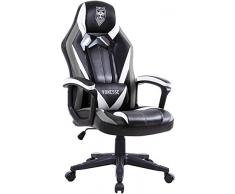 Vonesse Sedia Gaming Ergonomica, Sedia per Computer Comoda con Massaggio, Sedia da Gioco Grande e Alta per Adulti, Gioco Poltrona Schienale Alto con Braccioli, Sedia da PC Altezza Regolabile (Grigio)