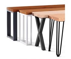 LAMO Manufaktur Panca per sala da pranzo 30x120x47 cm (Lar x Lun x Alt), gambe per mobili Simple Bianco/Seduta naturale, LSB-01-A-002-120-9016S
