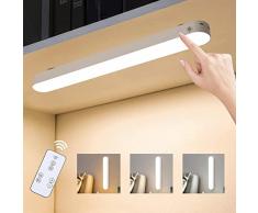 40CM Lampada da Tavolo Senza Fili, LED Magnetica Luce Led Sottopensile 2400 mAh Ricaricabile USB Dimmerabile Controllo Tre Modalità Touch Lampada per Sottopensile, Cucina, Lettura,Lavorare